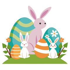 Happy Easter Day Rabbit and Egg Element for Illustration