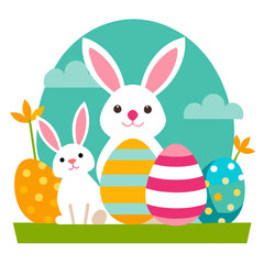 Happy Easter Day Rabbit and Egg Element for Illustration