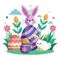 Happy Easter Day Rabbit and Egg Element for Illustration