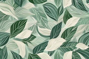 Green and White Wallpaper With Leaves