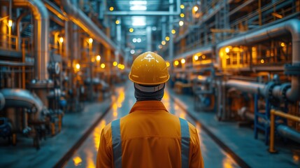 male engineer working factory interior
