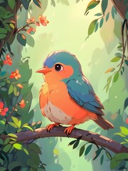 cute bird cartoon animation