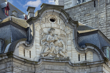 Annex named Mammelokker to the Belfry of Ghent (Belfort van Gent) with sculpture on the top, Ghent, Belgium