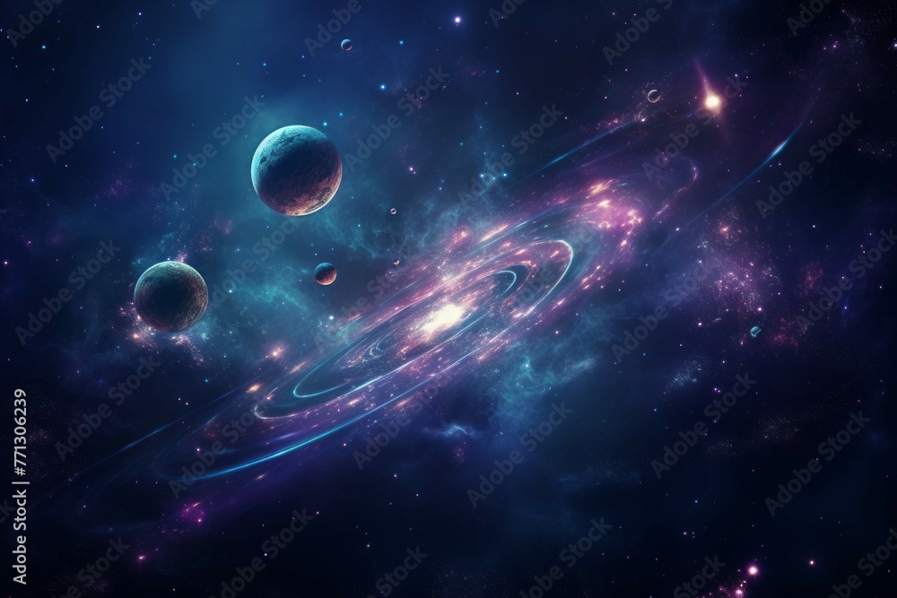 Canvas Prints outer space scene with planets and galaxies