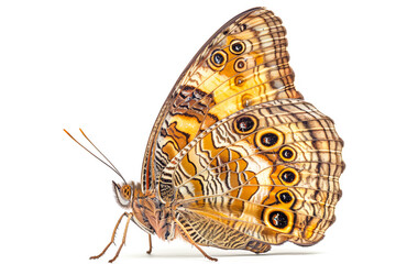 Fototapeta premium Beautiful Two-eyed Eighty-eight butterfly isolated on a white background. Side view