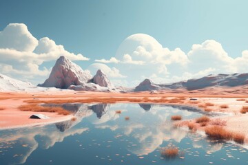 Surreal landscape with AI-generated elements