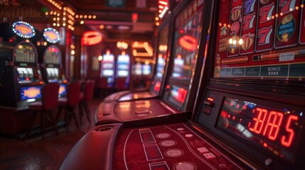 casino slot machine closeup - obrazy, fototapety, plakaty