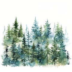 Trees in the Woods Watercolor Painting
