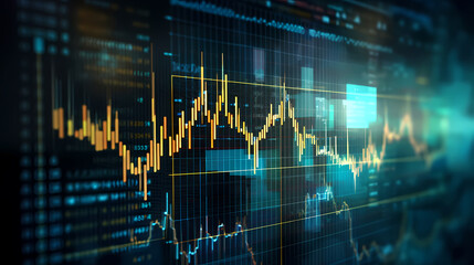 Digitally Generated Currency and Exchange Stock Chart for Finance and Economy Based Computer Software and Coding Display