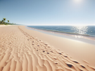 Endless Summer: Azure Waves Lapping a Golden Beach. generative AI - obrazy, fototapety, plakaty