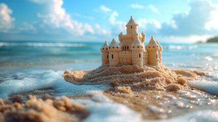 sand castle on the ocean - obrazy, fototapety, plakaty