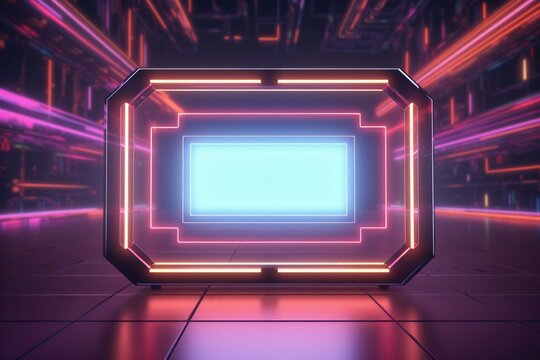 an image of a frame with neon outlines
