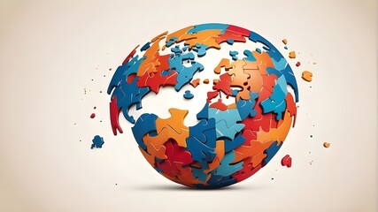 An abstract puzzle design that resembles a globe and stands for international education programs