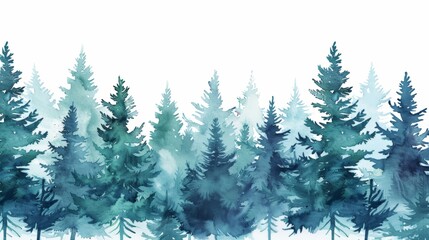 Snow-Covered Trees Watercolor Painting