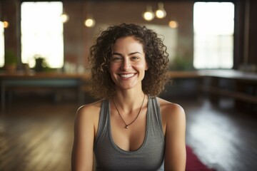 woman smiling in yoga