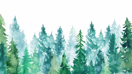 Watercolor Painting of a Dense Forest