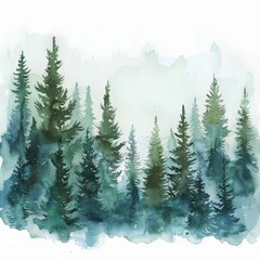 Dense Forest Watercolor Painting