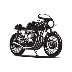 Cafe Racer: Vintage Motorcycle Silhouette- cafe racer bike vector stock