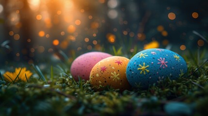 colorful easter eggs holiday background