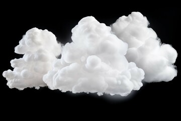 five individual white clouds on white background are shown