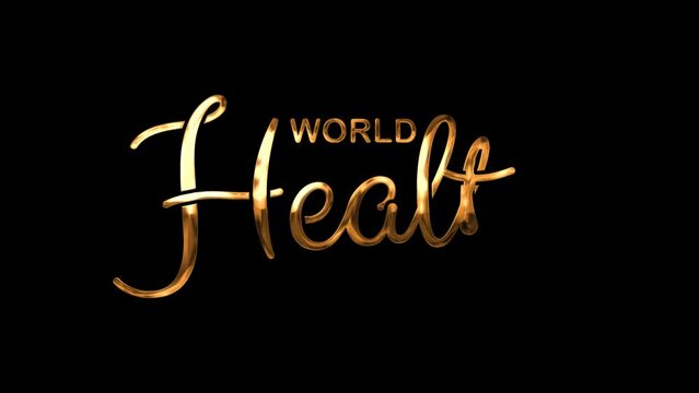 World Health Day Text Animation on Gold Color. Great for World Health Day Celebrations, for banner, social media feed wallpaper stories.