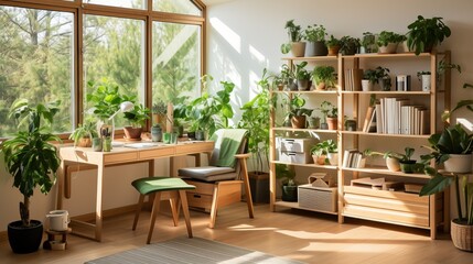 Obraz premium Indoor plants in a home office