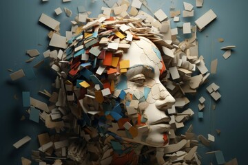 an abstract human head - obrazy, fototapety, plakaty