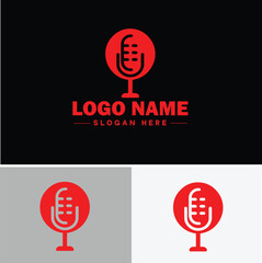 microphone Podcast record concept  music sound logo icon vector for business brand app icon microphone logo template