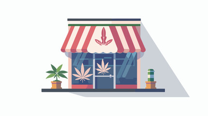 Fototapeta na wymiar Marijuana and cannabis store icon with shadow Flat vector