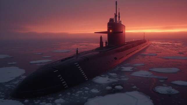 nuclear submarine in the arctic ocean