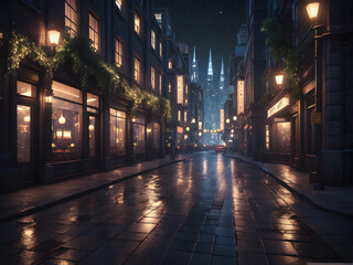 Urban Oasis: City Lights Reflected in a Shimmering Waterscape. generative AI