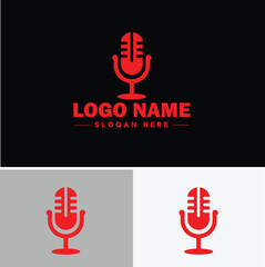 microphone Podcast record concept  music sound logo icon vector for business brand app icon microphone logo template
