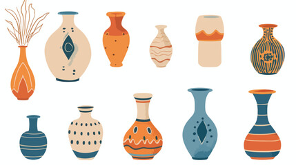 Modern collection ceramic vases with abstract various