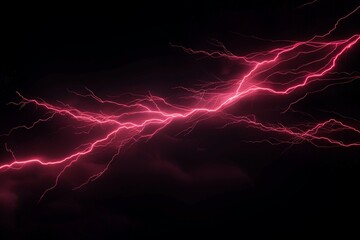 Bright Pink Lightning Strikes on Dark Background
