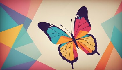 Abstract background of colorful canvas, butterfly drawing, geometric shaped pattern drawn with blank copy space, graphic design illustration wallpaper