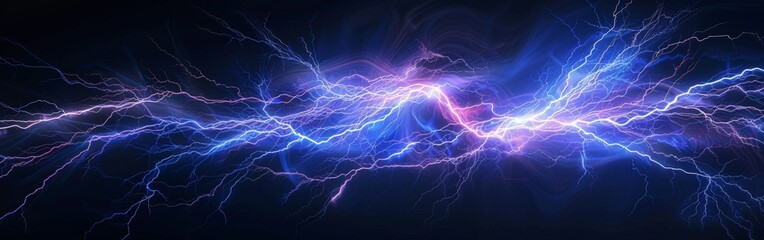 Electric Blue and Purple Lightning Storm - obrazy, fototapety, plakaty