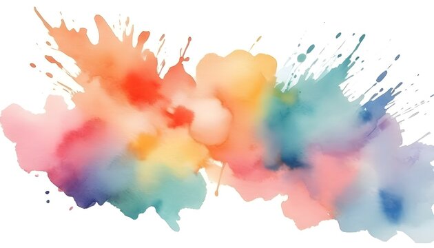 Abstract colorful watercolor on white background. Digital art painting.