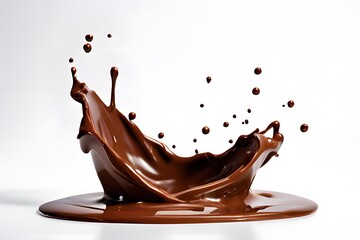 Melted chocolate splash against a white background
