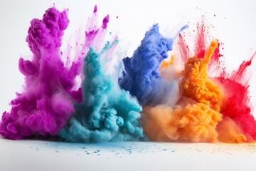 Fototapeta premium Colorful powder explosion on white background