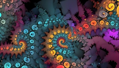 Abstract graphic composition of fractal digital style. Beautiful colorful illustration for your business. - obrazy, fototapety, plakaty