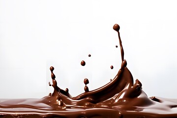 Melted chocolate splash against a white background