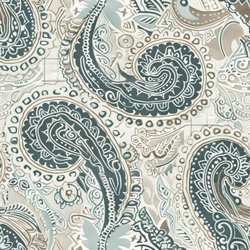 Seamless Paisley pattern with lace details, merging paisley with delicate lace textures. Seamless Pattern, Fabric Pattern, Tumbler wrap, Mug Wrap.