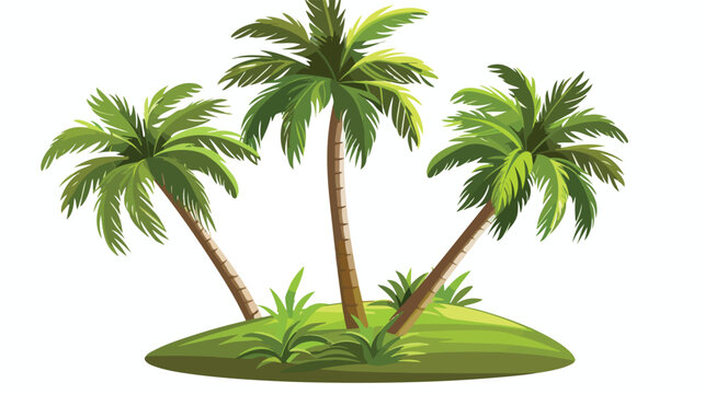 Palm trees on land icon image Flat vector