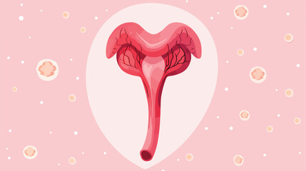 Pink background and uterus image Flat vector