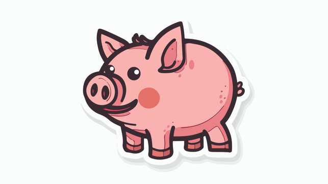 Piggy Bank Cartoon Sticker vector illustration