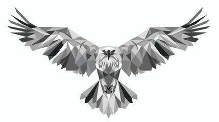 Polygonal silhouette of a bird. Silver triangles
