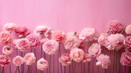 Pink flowers on a pink background