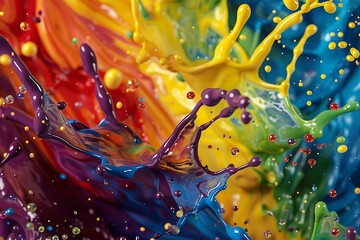: A splash of paint frozen in mid-air, with a rainbow of colors swirling in beautiful chaos