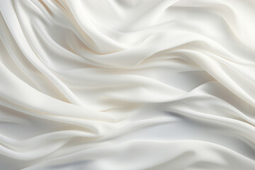 Closeup of rippled white satin fabric cloth texture background - obrazy, fototapety, plakaty