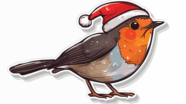 Retro distressed sticker of a cartoon robin in christ